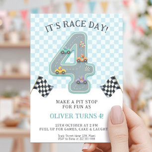Verjaardagsauto voor Pastel Race Day Kaart