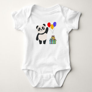 Verjaardagsbabydoek met knuffel panda, ballonnen e romper