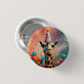 Verjaardagsbadge giraffe, knoop, speld giraffe ronde button 3,2 cm (Voorkant /achterkant)