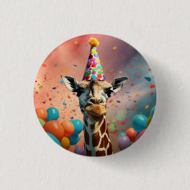 Verjaardagsbadge giraffe, knoop, speld giraffe ronde button 3,2 cm
