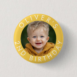 Verjaardagsbadge met eigen naam en leeftijd ronde button 3,2 cm