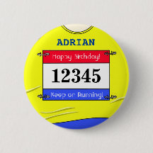 Verjaardagsbadge voor een hardloper (geel)