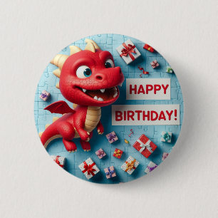 Verjaardagsbadge voor kinderen ronde button 5,7 cm