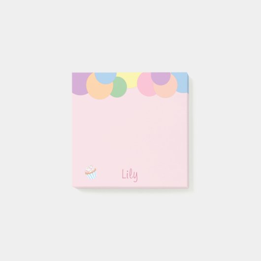 Verjaardagsballen met naam en cupcake post-it® notes (Voorkant)