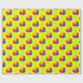 verjaardagsballon bouquet op geel cadeaupapier (Vlak)