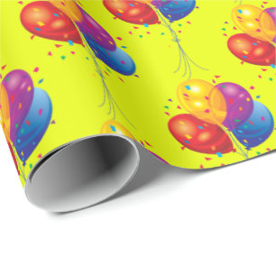 verjaardagsballon bouquet op geel cadeaupapier