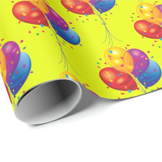 verjaardagsballon bouquet op geel cadeaupapier (Rol Hoek)
