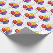 verjaardagsballon - bouquet op wit cadeaupapier (Hoek)