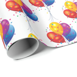 verjaardagsballon - bouquet op wit cadeaupapier