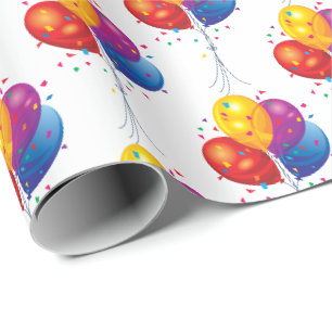 verjaardagsballon - bouquet op wit cadeaupapier