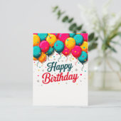 Verjaardagsballon Briefkaart (Staand voorkant)