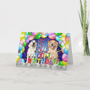 Verjaardagsballon Drop - Golden Retrievers Kaart