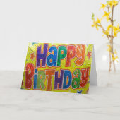 Verjaardagsballon Generieke Kaart (Gele Bloem)