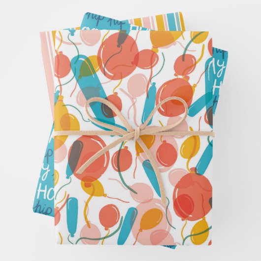 Verjaardagsballon Hip Hoera Inpakpapier Vel (In situ)