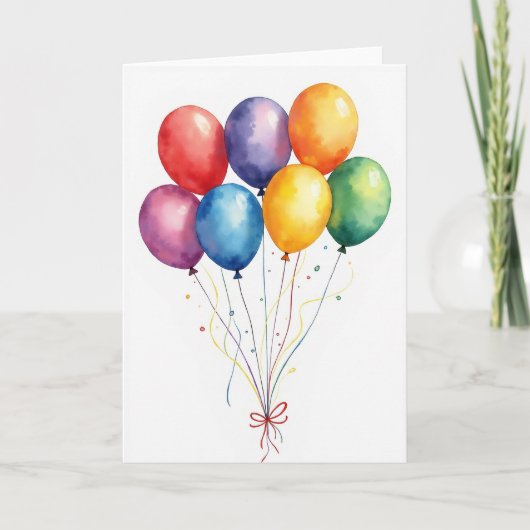 Verjaardagsballon Kunstkaart Kaart (Voorkant)