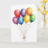 Verjaardagsballon Kunstkaart Kaart (Gele Bloem)