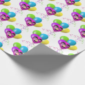 Verjaardagsballon met grappig gezicht cadeaupapier (Hoek)