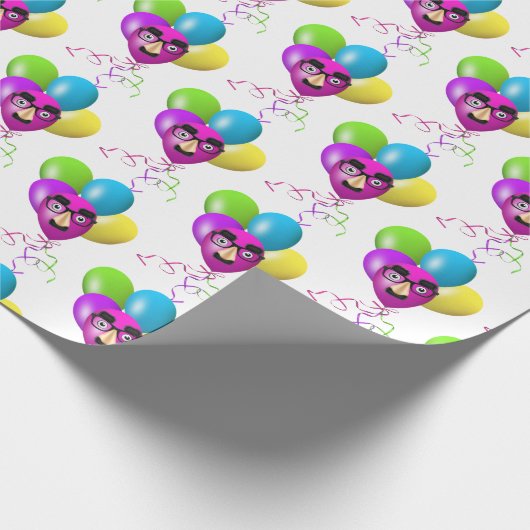 Verjaardagsballon met grappig gezicht cadeaupapier (Hoek)