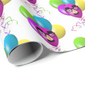 Verjaardagsballon met grappig gezicht cadeaupapier (Rol Hoek)