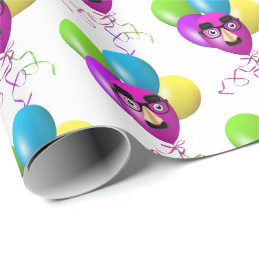 Verjaardagsballon met grappig gezicht cadeaupapier (Rol Hoek)