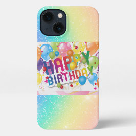 Verjaardagsballon telefoonhoesje met regenboog iPhone 13 hoesje