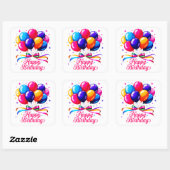 Verjaardagsballon Vierkante Sticker (Vel)