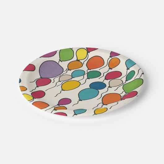 Verjaardagsballon Waterverf Papieren Bordje (Gekanteld)