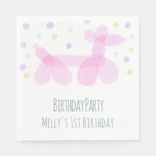 Verjaardagsballondieren Roze Pastel Servetten