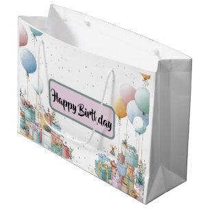 Verjaardagsballonentas met waterverf groot cadeauzakje