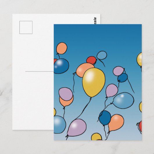 Verjaardagsballonfeest Briefkaart (Voorkant / Achterkant)