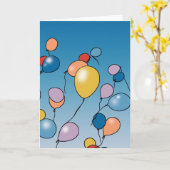 Verjaardagsballonfeest Kaart (Gele Bloem)