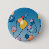 Verjaardagsballonfeest Ronde Button 5,7 Cm (Voorkant)