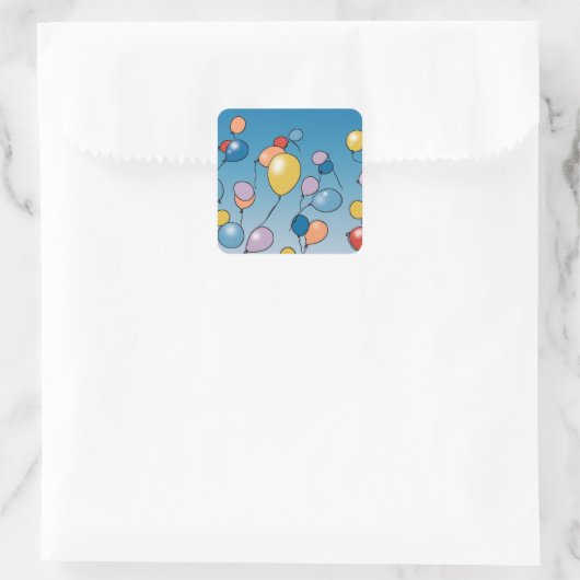 Verjaardagsballonfeest Vierkante Sticker (Tas)