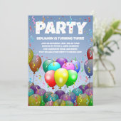 Verjaardagsballonfeestje Kaart (Staand voorkant)