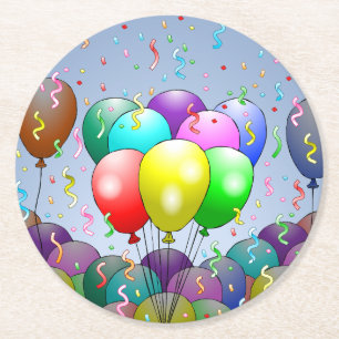 Verjaardagsballonfeestje Ronde Kartonnen Onderzetter