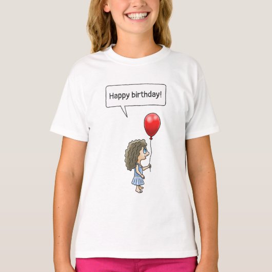 Verjaardagsballonmeisje T-shirt (Voorkant)