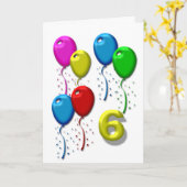 verjaardagsballonnen 06 jaar kaart (Gele Bloem)