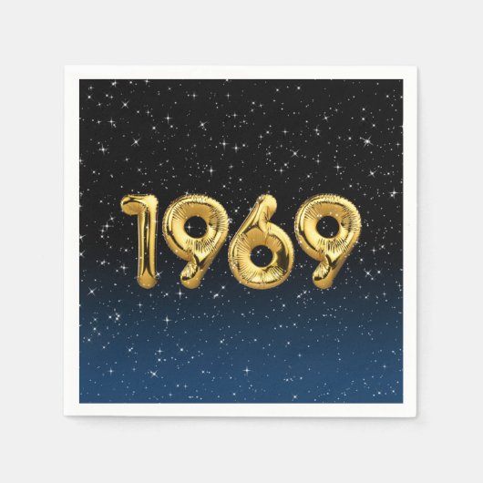 Verjaardagsballonnen 1969 In sterren servetten (Voorkant)