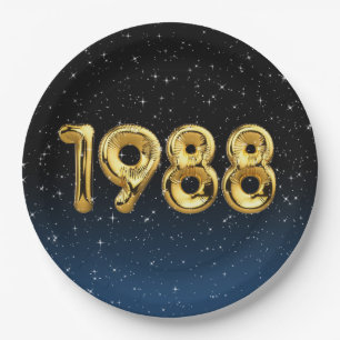 Verjaardagsballonnen 1988 In sterren Papieren Bordje