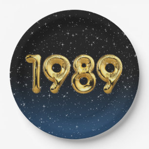Verjaardagsballonnen 1989 In sterren Papieren Bordje