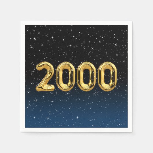 Verjaardagsballonnen 2000 In Sterren Servetten (Voorkant)