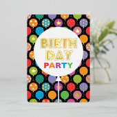 Verjaardagsballonnen aangepaste fotonaam folie uitnodiging (Staand Voorkant)