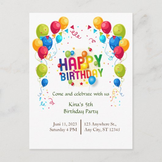 Verjaardagsballonnen Ansichtkaart Briefkaart (Voorkant)