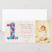 Verjaardagsballonnen bedankkaart foto voor een bab (Voorkant / Achterkant)