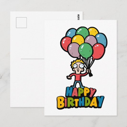 Verjaardagsballonnen Briefkaart (Voorkant / Achterkant)