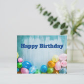 Verjaardagsballonnen  briefkaart (Staand voorkant)