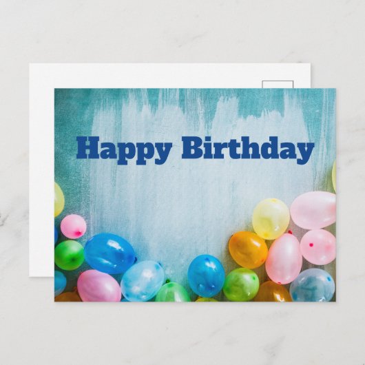 Verjaardagsballonnen briefkaart (Voorkant / Achterkant)