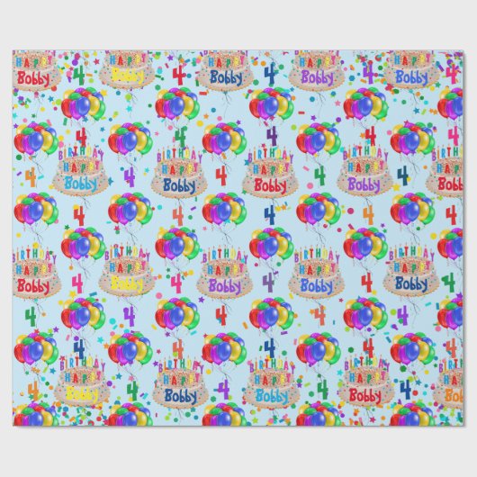 Verjaardagsballonnen Cake Personaliseer de naam va Cadeaupapier (Vlak)