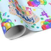 Verjaardagsballonnen Cake Personaliseer de naam va Cadeaupapier (Rol Hoek)