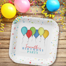 Verjaardagsballonnen Confetti Whimsical Calligrafi Papieren Bordje
